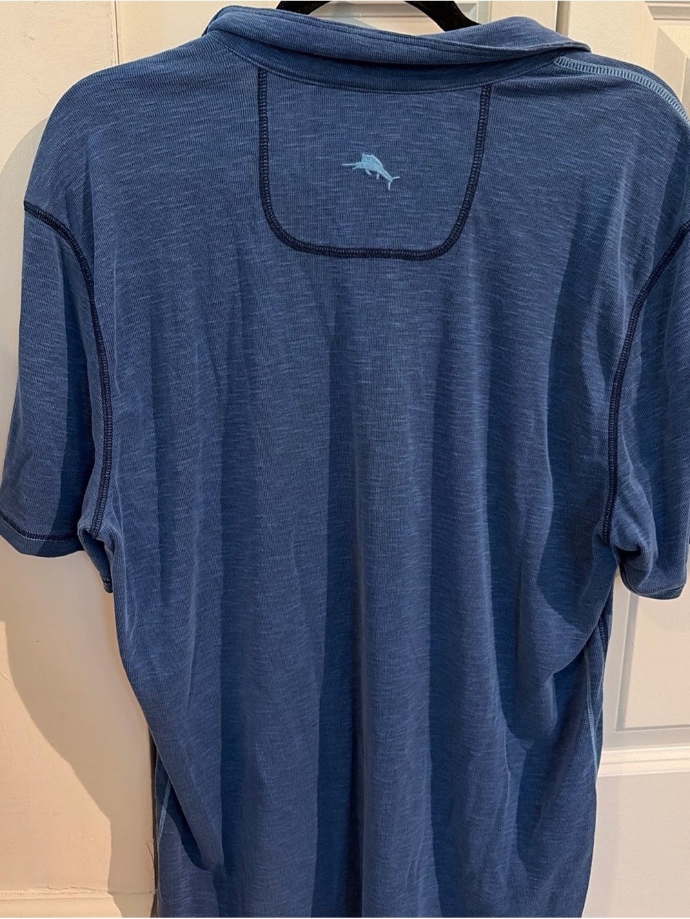 Tommy Bahama Blue Short-Sleeve Polo with Subtle Texture - Picture 6 of 7